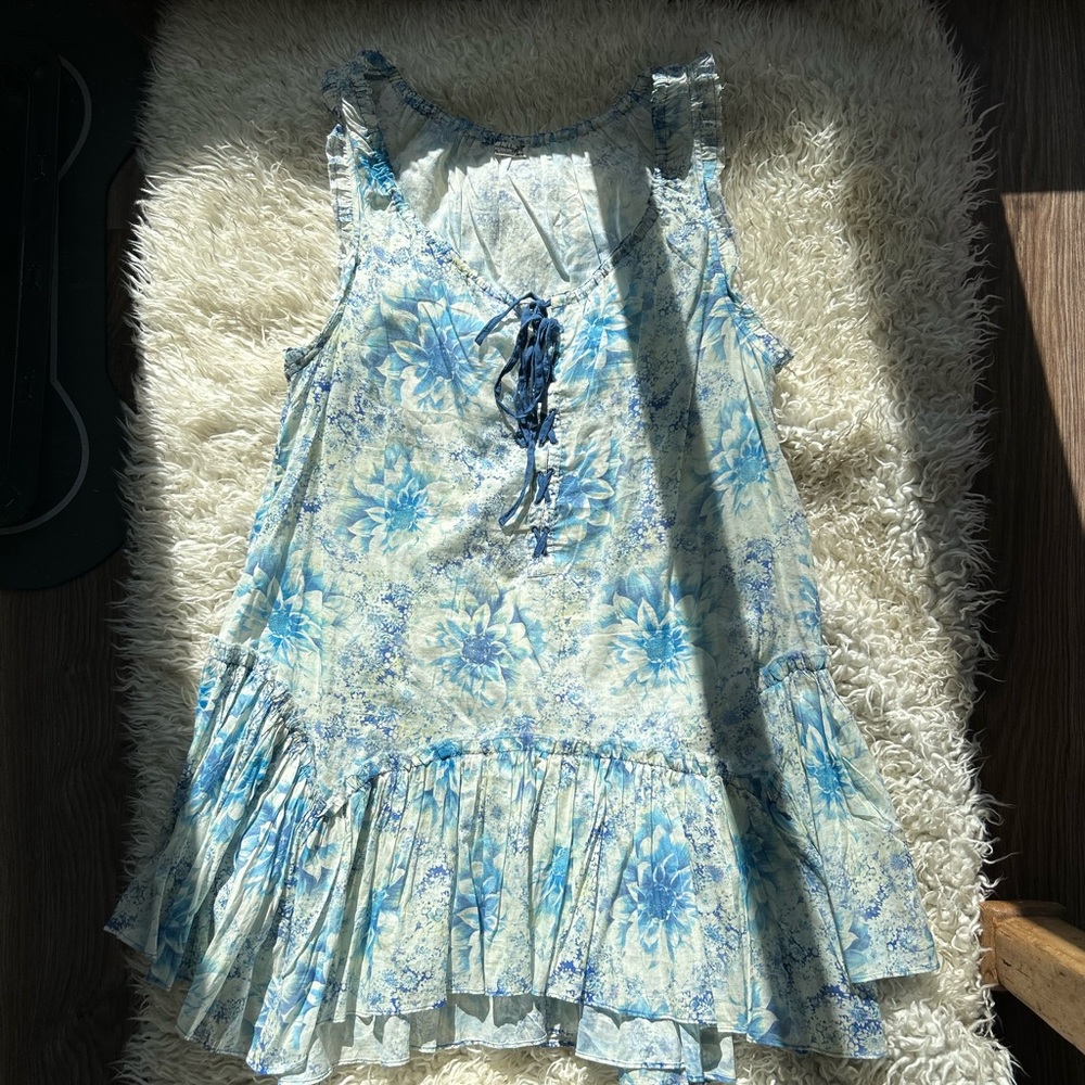 Free People Bali Madly Slip - Blue and White Floral Dress